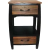 * 2 Drawer 1 Shelf Wood Side Table Fashion