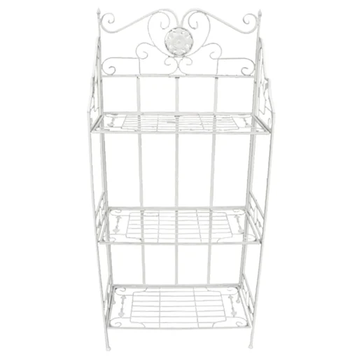 * Antique White Metal Baker'S Rack With Folding Shelves, 51 Less Expensive