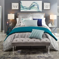 * Chandler Grey Velvet Channeled Queen Headboard Fashion
