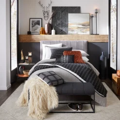 * Chandler Grey Velvet Channeled Queen Headboard Fashion