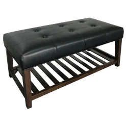 * Collins Black Leather Bench Clearance