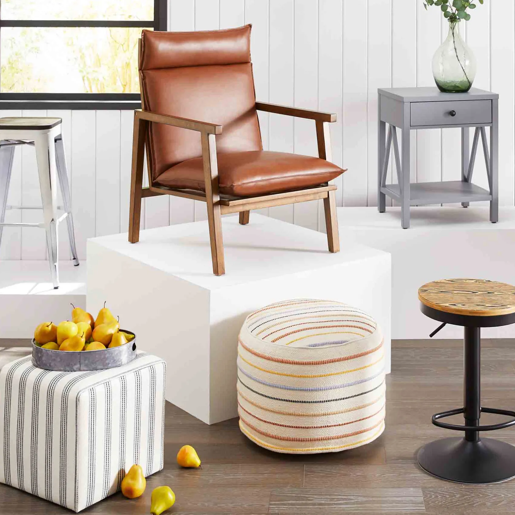 * Cottage Thin Striped Ottoman Promotion