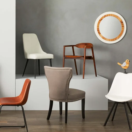 * Drake Modern Industrial Dining Chair, Cognac Clearance
