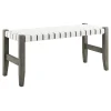 * Faux Leather Ivory Strap Bench Opening Sales