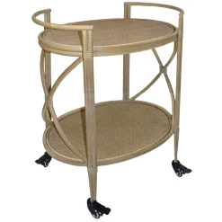* Grace Mitchell 2-Tier Rattan Shelf Bar Cart With Metal Frame Outlet