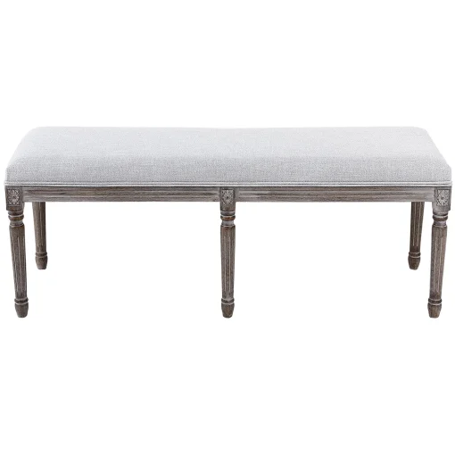 * Heritage Light Grey Linen Bench Cheaper