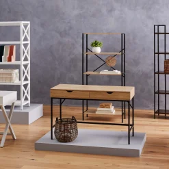 * Honeybloom Burnaby 2-Drawer Wood & Metal Desk Good Quality