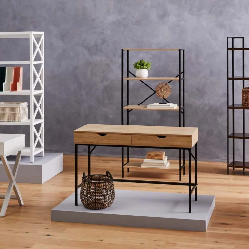 * Honeybloom Burnaby 2-Drawer Wood & Metal Desk Good Quality