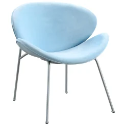 * Jagger Accent Chair With Silver Metal Legs, Blue Outlet