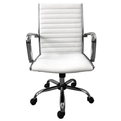 * Maxwell Adjustable Faux Leather Office Chair, White Low Price