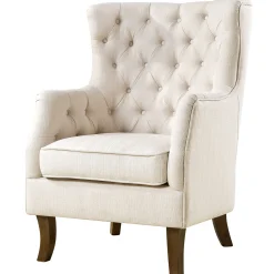 * Norfolk Cream Linen Tufted High Back Arm Chair Promotion