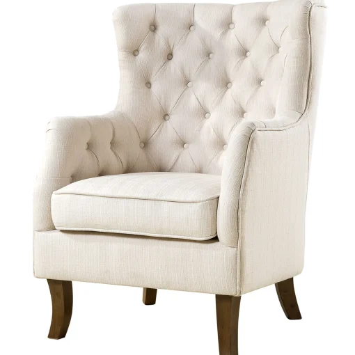 * Norfolk Cream Linen Tufted High Back Arm Chair Promotion
