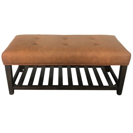 * Providence Collins Leather Bench, Brown Opening Sales