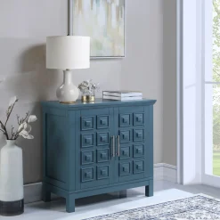 * Sadie 2-Drawer Geometric Cabinet, Turquoise Clearance